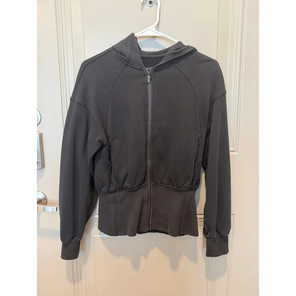 Lululemon Hugged Waist Cotton Zip Hoodie Black Size 2